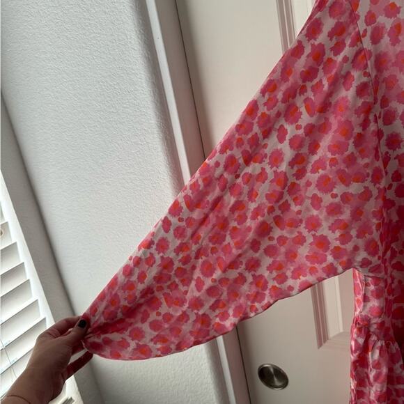 Selmacilek Floral Printed Long Sleeve Mini Dress Pink Small - Picture 4 of 7